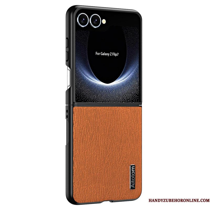 Case Hoesje Samsung Galaxy Z Flip 7 Telefoonhoesje Houtnerfstructuur