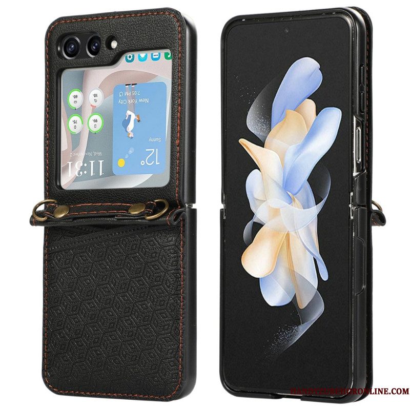 Case Hoesje Samsung Galaxy Z Flip 7 Telefoonhoesje Kaarthouder Met Ruitvormig Ontwerp