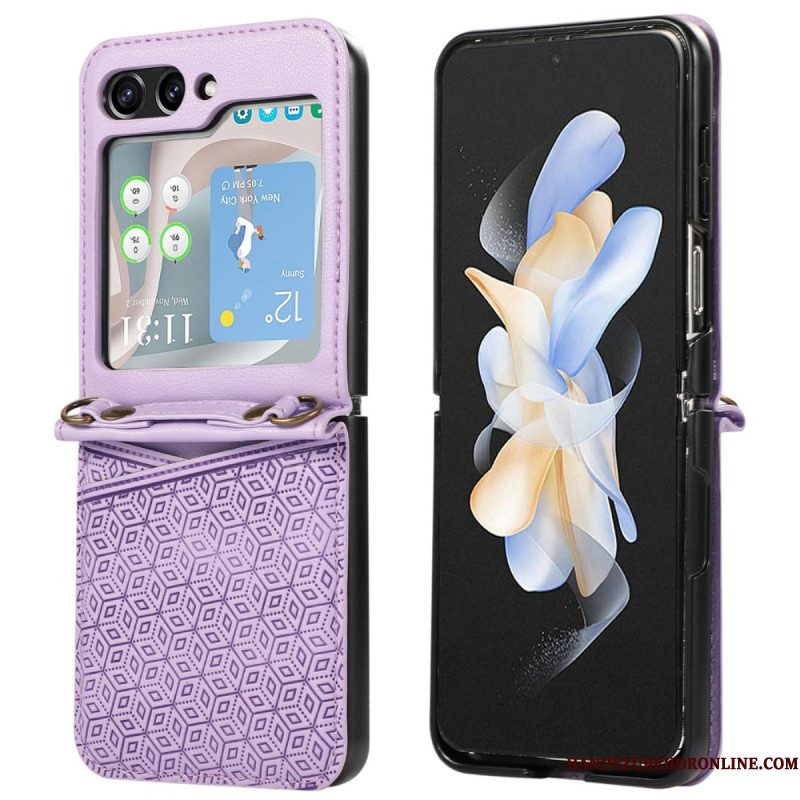 Case Hoesje Samsung Galaxy Z Flip 7 Telefoonhoesje Kaarthouder Met Ruitvormig Ontwerp