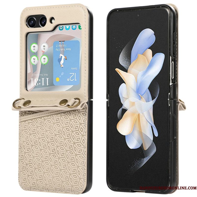Case Hoesje Samsung Galaxy Z Flip 7 Telefoonhoesje Kaarthouder Met Ruitvormig Ontwerp