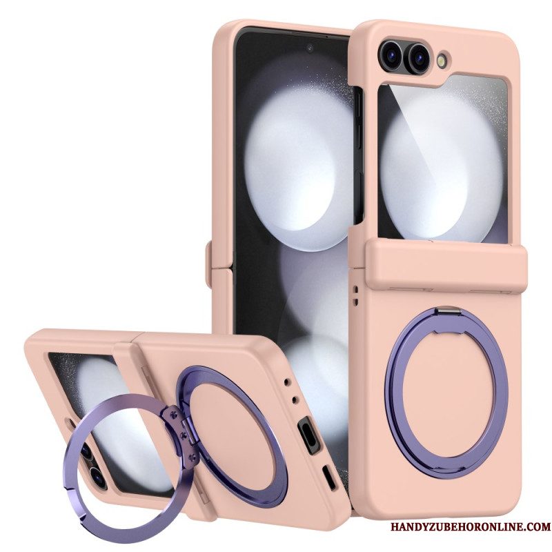 Case Hoesje Samsung Galaxy Z Flip 7 Telefoonhoesje Magnetische Standaard Met Metaaleffect