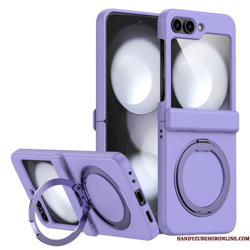 Case Hoesje Samsung Galaxy Z Flip 7 Telefoonhoesje Magnetische Standaard Met Metaaleffect