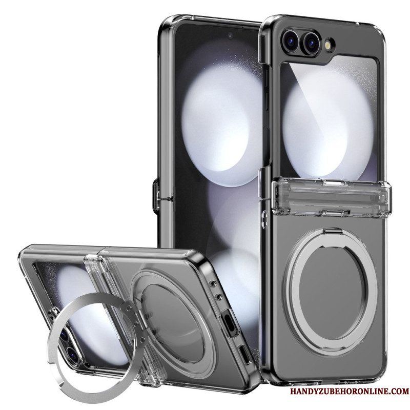 Case Hoesje Samsung Galaxy Z Flip 7 Telefoonhoesje Magnetische Standaard Met Metaaleffect