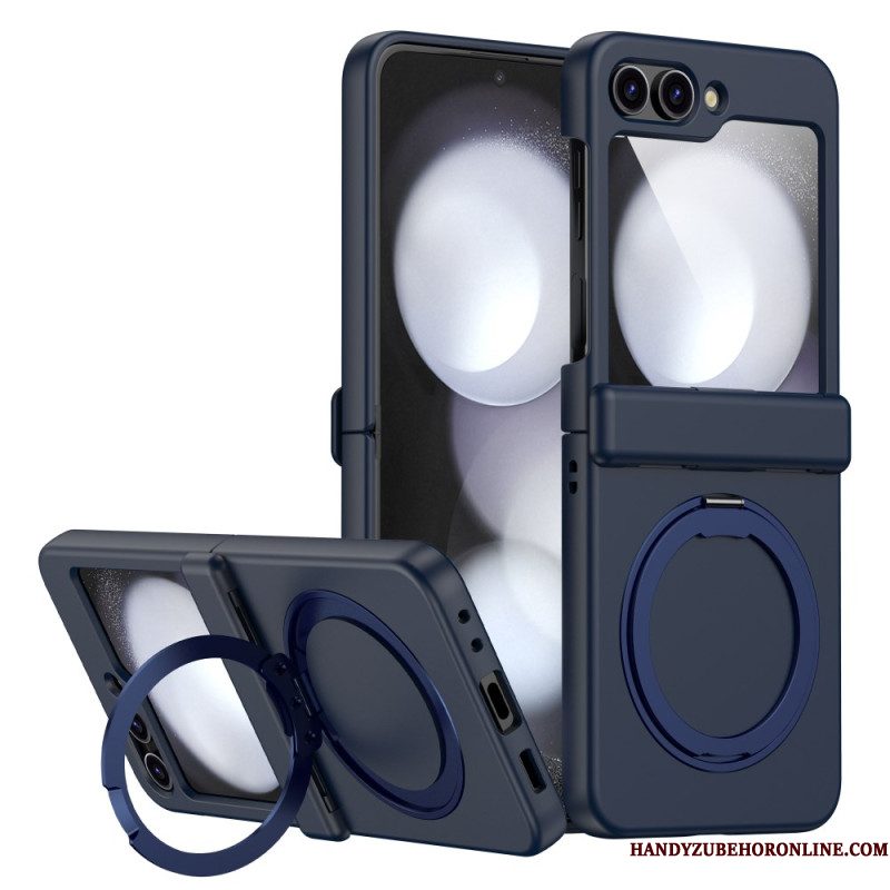 Case Hoesje Samsung Galaxy Z Flip 7 Telefoonhoesje Magnetische Standaard Met Metaaleffect