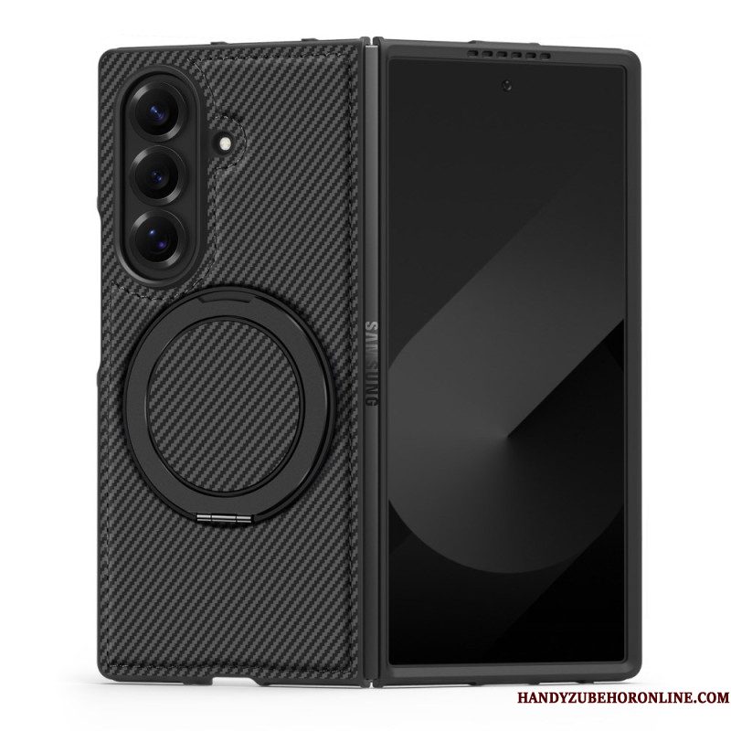 Case Hoesje Samsung Galaxy Z Fold 7 Telefoonhoesje Magnetisch Getextureerd Koolstofvezel
