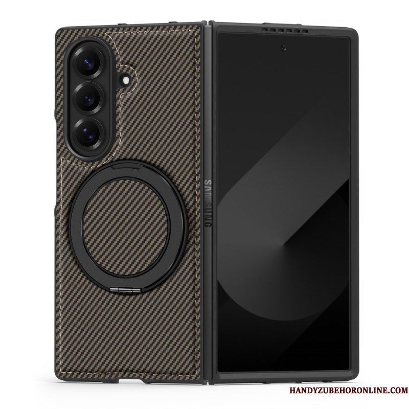 Case Hoesje Samsung Galaxy Z Fold 7 Telefoonhoesje Magnetisch Getextureerd Koolstofvezel
