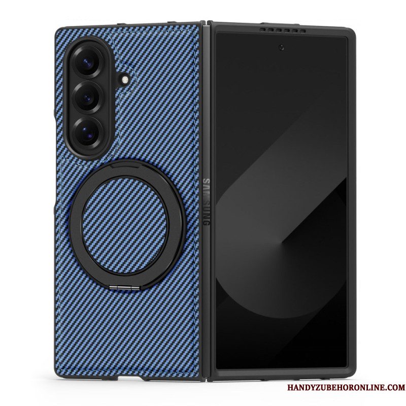Case Hoesje Samsung Galaxy Z Fold 7 Telefoonhoesje Magnetisch Getextureerd Koolstofvezel
