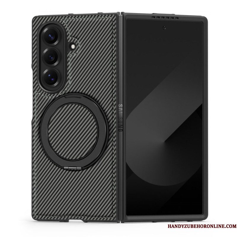 Case Hoesje Samsung Galaxy Z Fold 7 Telefoonhoesje Magnetisch Getextureerd Koolstofvezel