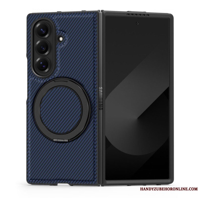 Case Hoesje Samsung Galaxy Z Fold 7 Telefoonhoesje Magnetisch Getextureerd Koolstofvezel