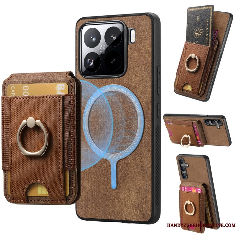Case Hoesje Xiaomi 15 Telefoonhoesje Afneembare Kaarthouder En Standaard Met Suède-effect