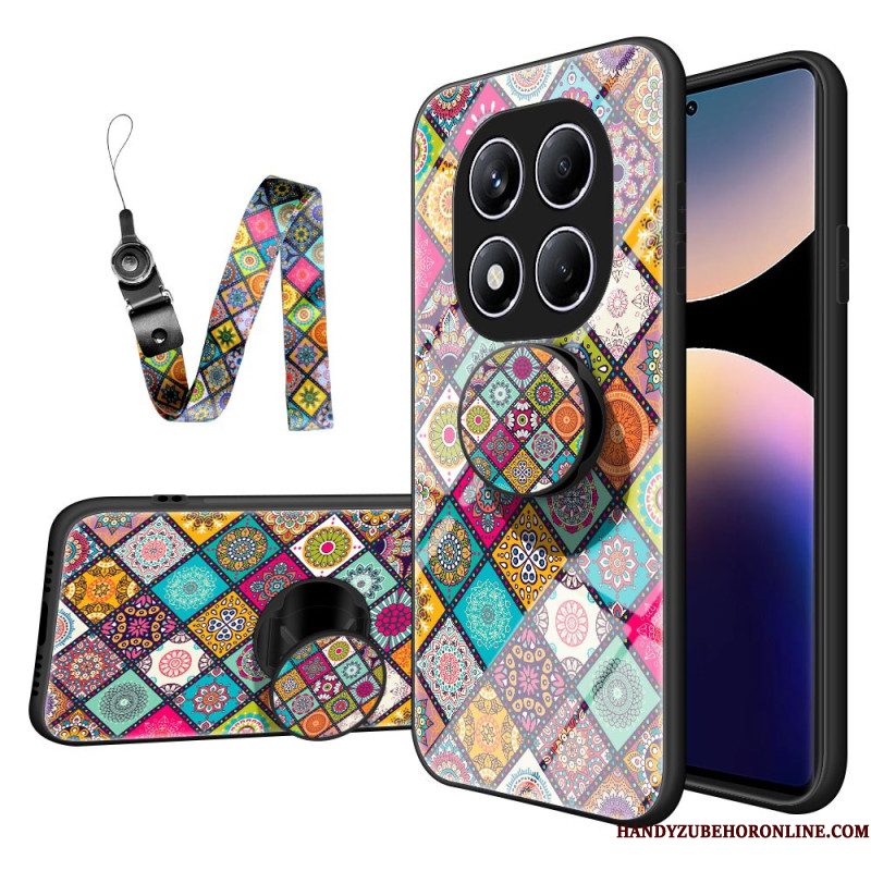 Case Hoesje Xiaomi Redmi Note 14 Pro 4g Telefoonhoesje Patchwork Patroon Standaard En Bandje
