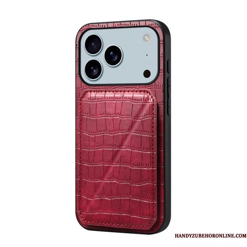 Case Hoesje iPhone 17 Pro Max Telefoonhoesje Kaarthouder Met Krokodillenprint