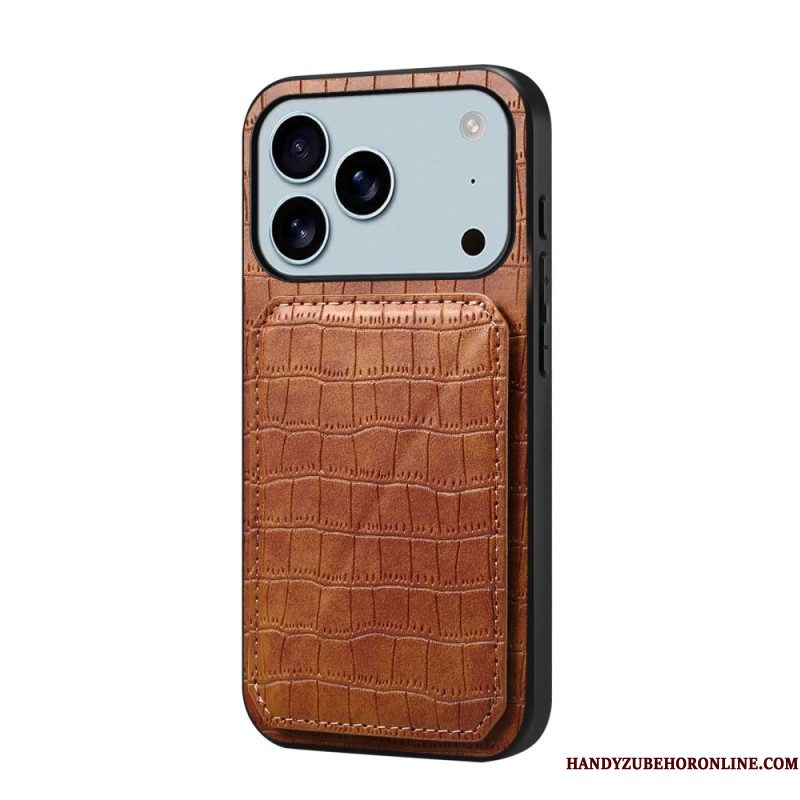 Case Hoesje iPhone 17 Pro Max Telefoonhoesje Kaarthouder Met Krokodillenprint