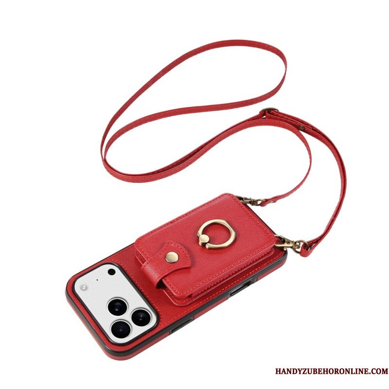 Case Hoesje iPhone 17 Pro Telefoonhoesje Kaarthouder Voor Meerdere Kaarten En Schouderband