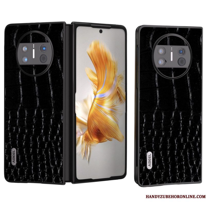 Cover Hoesje Huawei Mate X3 Telefoonhoesje Echt Krokodillenleerstijl Abeel