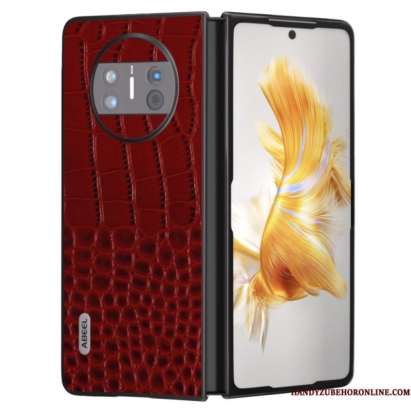 Cover Hoesje Huawei Mate X3 Telefoonhoesje Echt Krokodillenleerstijl Abeel