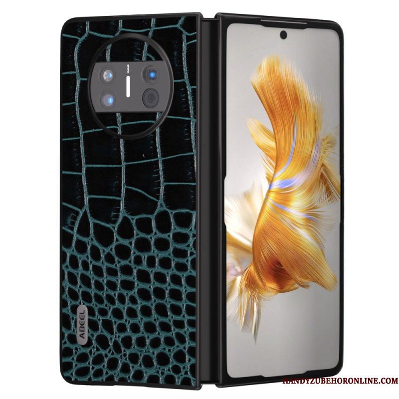 Cover Hoesje Huawei Mate X3 Telefoonhoesje Echt Krokodillenleerstijl Abeel