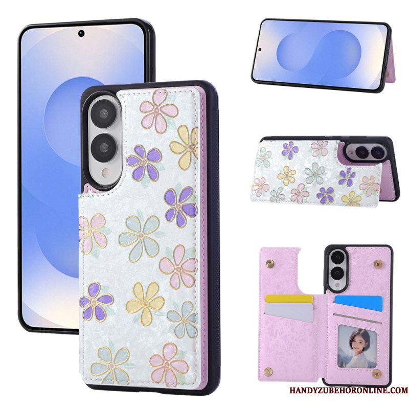 Cover Hoesje Samsung Galaxy S25 5g Edge Telefoonhoesje Kaarthouder Met Bloemenmotief
