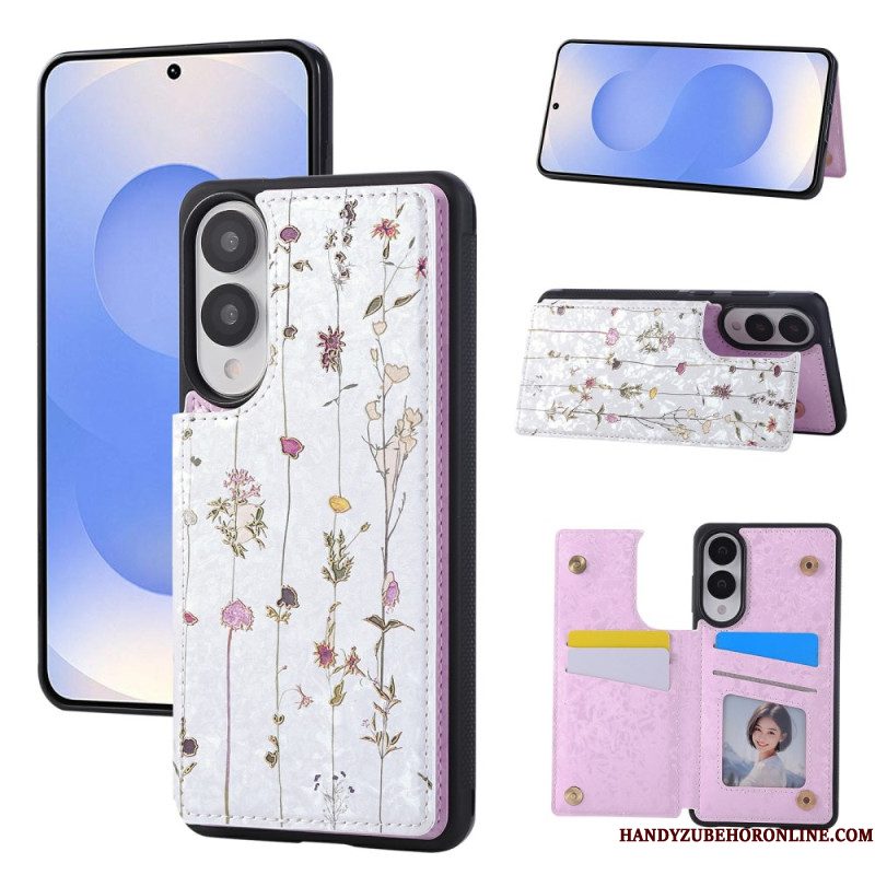 Cover Hoesje Samsung Galaxy S25 5g Edge Telefoonhoesje Kaarthouder Met Bloemenmotief