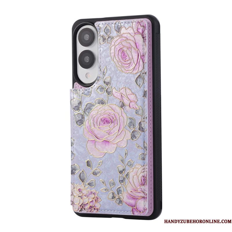 Cover Hoesje Samsung Galaxy S25 5g Edge Telefoonhoesje Kaarthouder Met Bloemenmotief