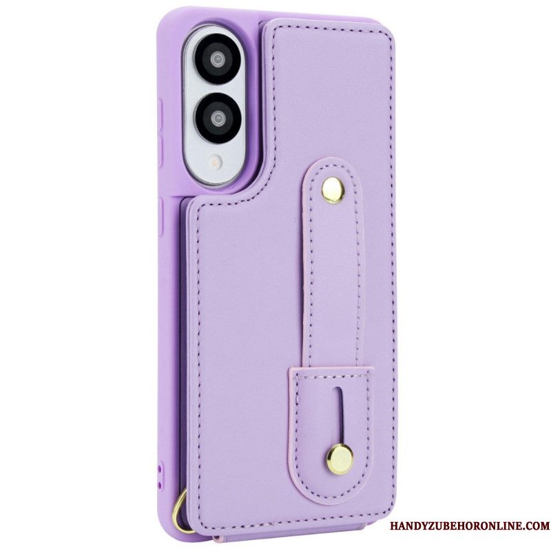 Cover Hoesje Samsung Galaxy S25 5g Edge Telefoonhoesje Kaarthouder Met Riempje En Schouderriem