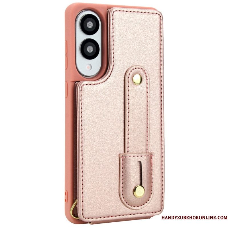 Cover Hoesje Samsung Galaxy S25 5g Edge Telefoonhoesje Kaarthouder Met Riempje En Schouderriem