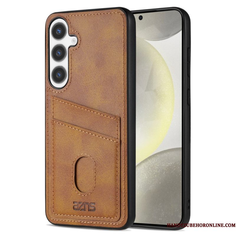 Cover Hoesje Samsung Galaxy S25 5g Telefoonhoesje Kaarthouder Van Getextureerd Leer