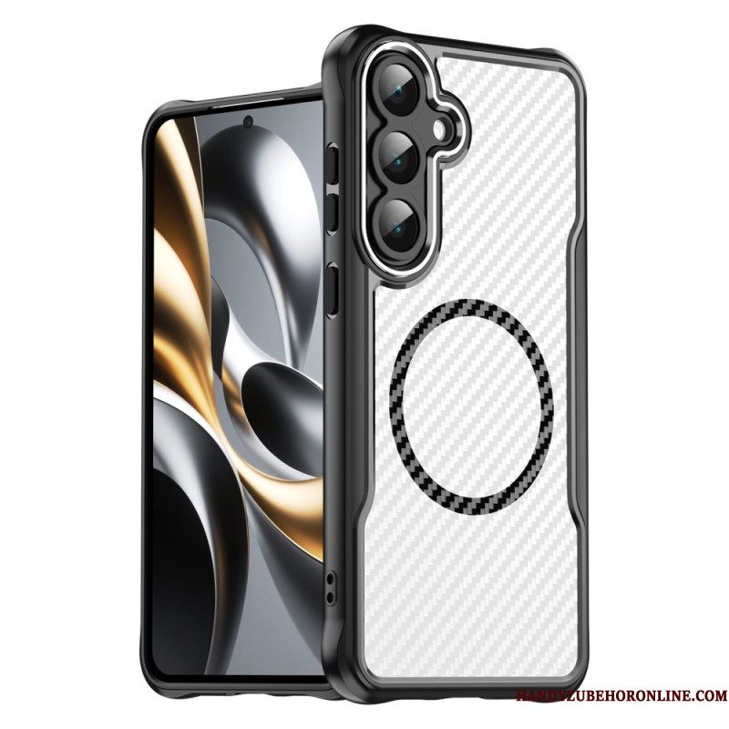 Cover Hoesje Samsung Galaxy S25 Fe Telefoonhoesje Compatibel Met Magsafe Met Koolstofvezeltextuur