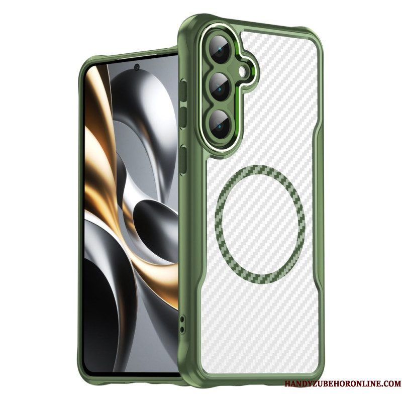 Cover Hoesje Samsung Galaxy S25 Fe Telefoonhoesje Compatibel Met Magsafe Met Koolstofvezeltextuur