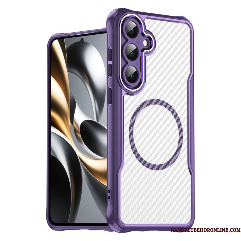 Cover Hoesje Samsung Galaxy S25 Fe Telefoonhoesje Compatibel Met Magsafe Met Koolstofvezeltextuur