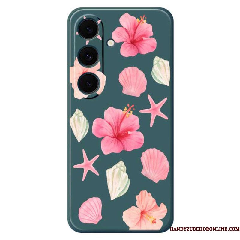 Cover Hoesje Samsung Galaxy S25 Fe Telefoonhoesje Siliconen Met Bloemen En Schelpen
