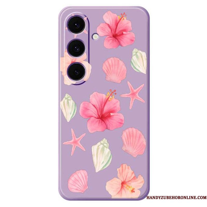 Cover Hoesje Samsung Galaxy S25 Fe Telefoonhoesje Siliconen Met Bloemen En Schelpen