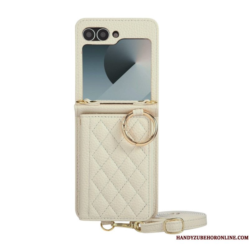 Cover Hoesje Samsung Galaxy Z Flip 7 Fe Telefoonhoesje Gewatteerd Met Schouderband