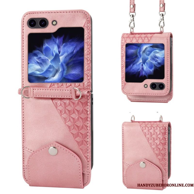 Cover Hoesje Samsung Galaxy Z Flip 7 Fe Telefoonhoesje Kunstleren Rand Met Schouderband