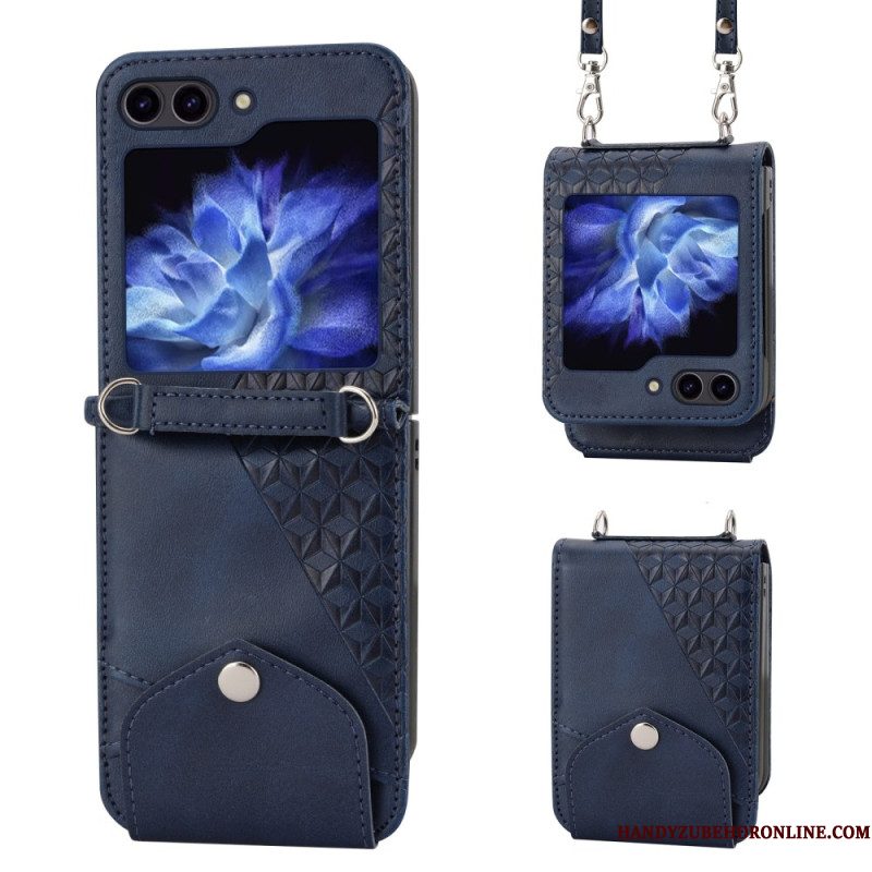 Cover Hoesje Samsung Galaxy Z Flip 7 Fe Telefoonhoesje Kunstleren Rand Met Schouderband