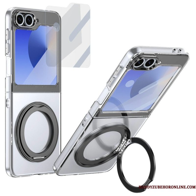 Cover Hoesje Samsung Galaxy Z Flip 7 Fe Telefoonhoesje Magnetische Standaard En Hd-schermbeschermer