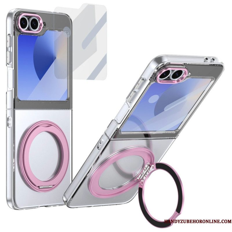 Cover Hoesje Samsung Galaxy Z Flip 7 Fe Telefoonhoesje Magnetische Standaard En Hd-schermbeschermer