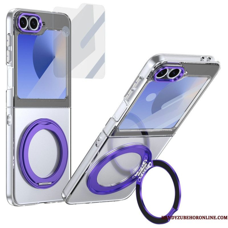 Cover Hoesje Samsung Galaxy Z Flip 7 Fe Telefoonhoesje Magnetische Standaard En Hd-schermbeschermer