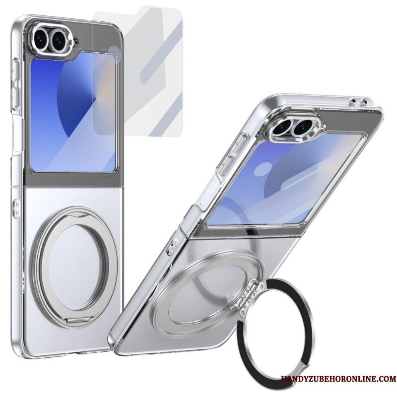 Cover Hoesje Samsung Galaxy Z Flip 7 Fe Telefoonhoesje Magnetische Standaard En Hd-schermbeschermer