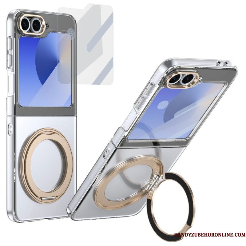 Cover Hoesje Samsung Galaxy Z Flip 7 Fe Telefoonhoesje Magnetische Standaard En Hd-schermbeschermer