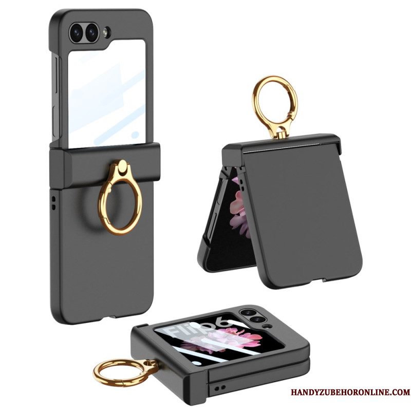 Cover Hoesje Samsung Galaxy Z Flip 7 Fe Telefoonhoesje Ringhouder En Gkk Gehard Glazen Schermbeschermer
