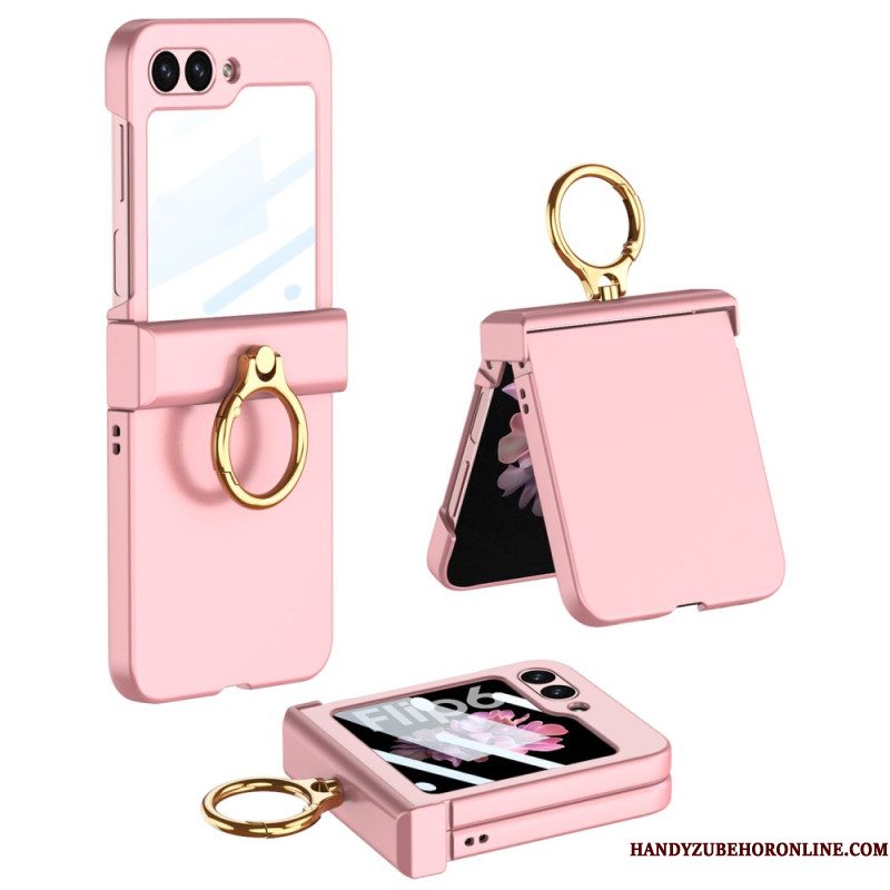 Cover Hoesje Samsung Galaxy Z Flip 7 Fe Telefoonhoesje Ringhouder En Gkk Gehard Glazen Schermbeschermer