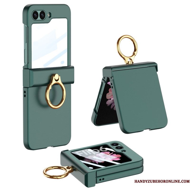 Cover Hoesje Samsung Galaxy Z Flip 7 Fe Telefoonhoesje Ringhouder En Gkk Gehard Glazen Schermbeschermer