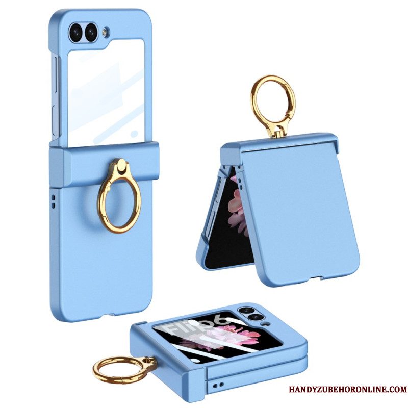 Cover Hoesje Samsung Galaxy Z Flip 7 Fe Telefoonhoesje Ringhouder En Gkk Gehard Glazen Schermbeschermer