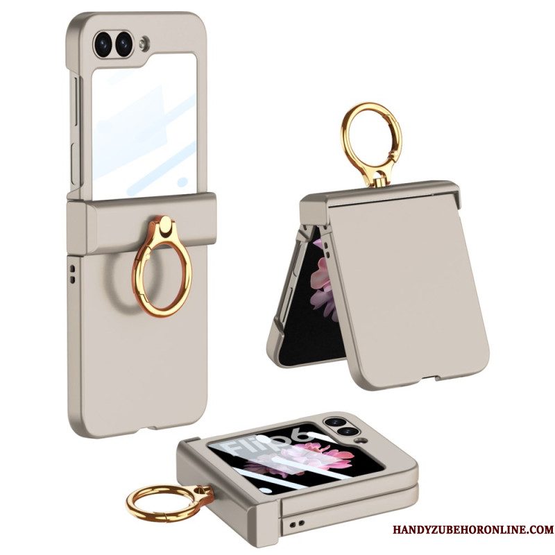 Cover Hoesje Samsung Galaxy Z Flip 7 Fe Telefoonhoesje Ringhouder En Gkk Gehard Glazen Schermbeschermer