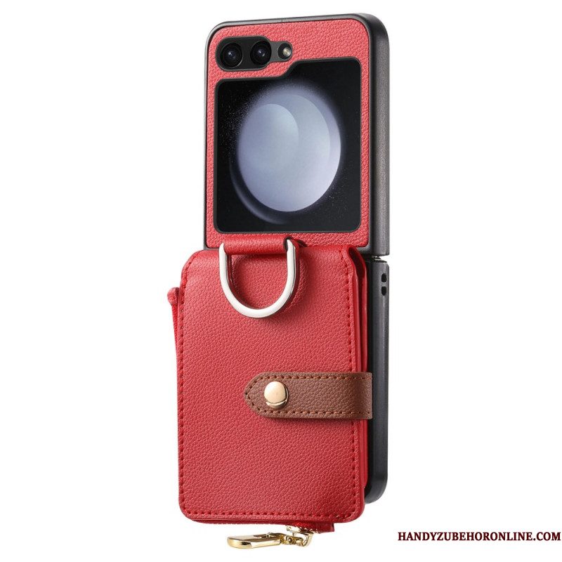 Cover Hoesje Samsung Galaxy Z Flip 7 Fe Telefoonhoesje Vak Met Rits En Ringhouder