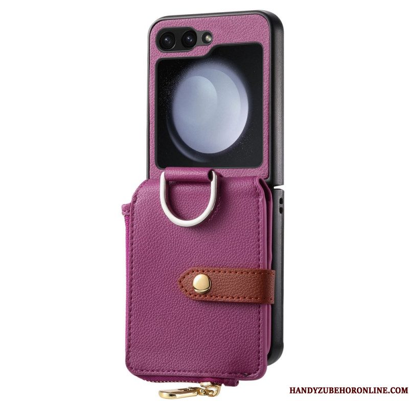 Cover Hoesje Samsung Galaxy Z Flip 7 Fe Telefoonhoesje Vak Met Rits En Ringhouder
