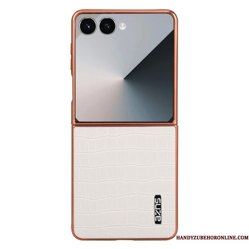 Cover Hoesje Samsung Galaxy Z Flip 7 Telefoonhoesje Krokodillenstijl