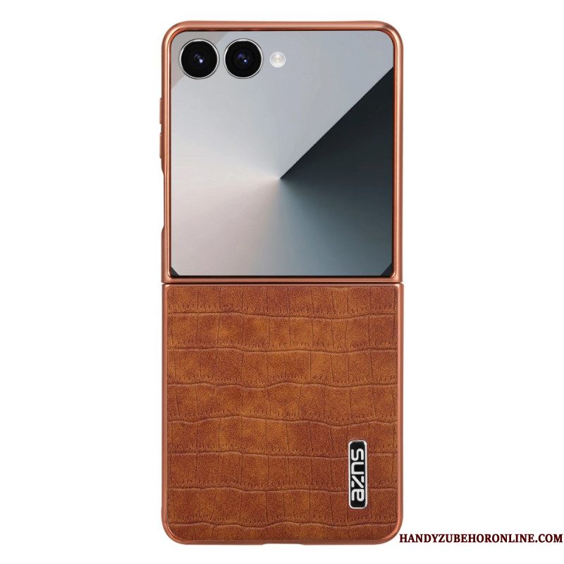 Cover Hoesje Samsung Galaxy Z Flip 7 Telefoonhoesje Krokodillenstijl