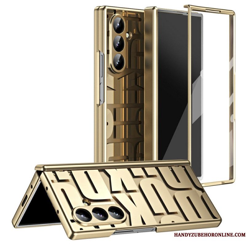 Cover Hoesje Samsung Galaxy Z Fold 7 Telefoonhoesje Letterontwerp Met Schermbeschermer Van Gehard Glas